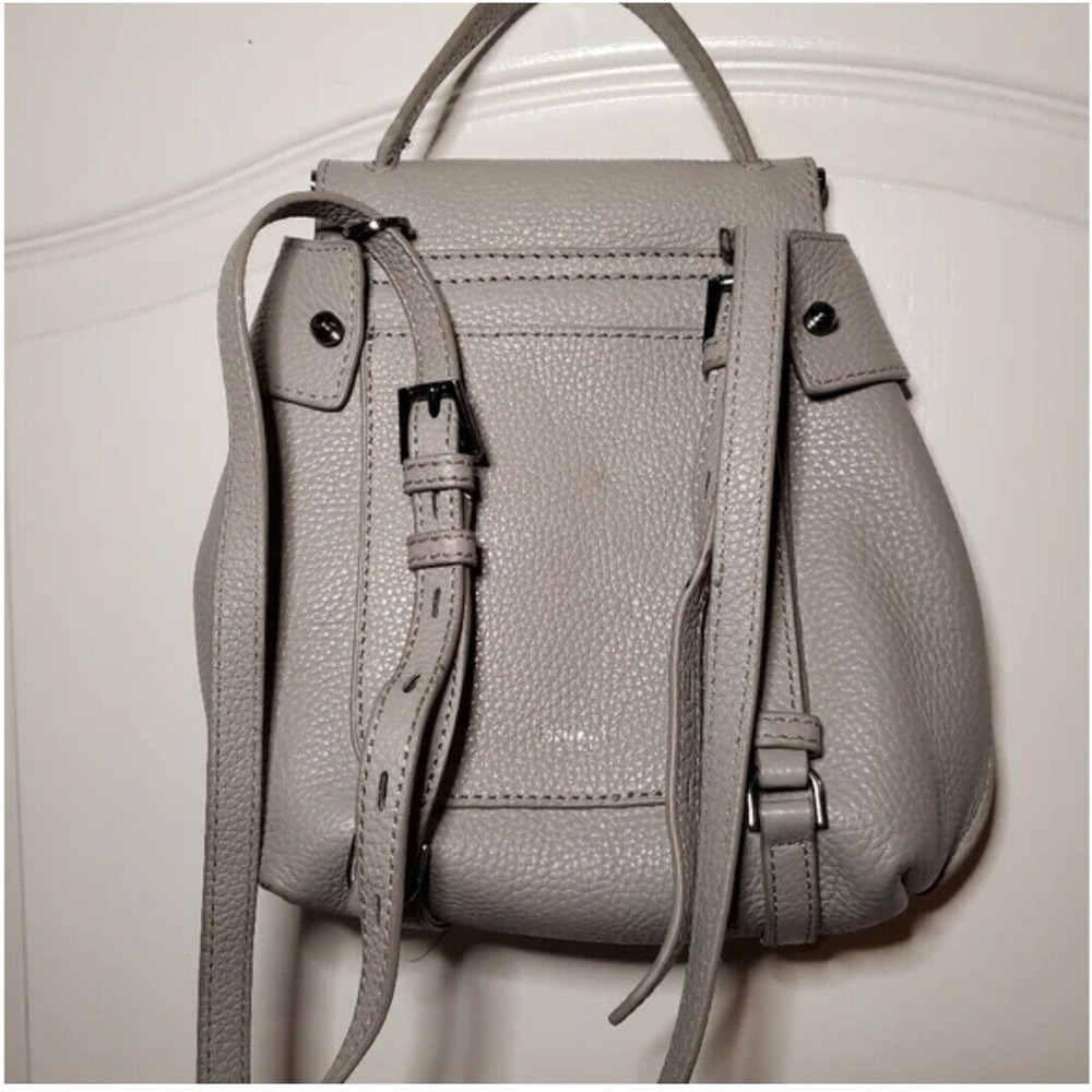 Botkier New York Valentina Grey Pebbled Leather Convertible Backpack Bag - Picture 6 of 12